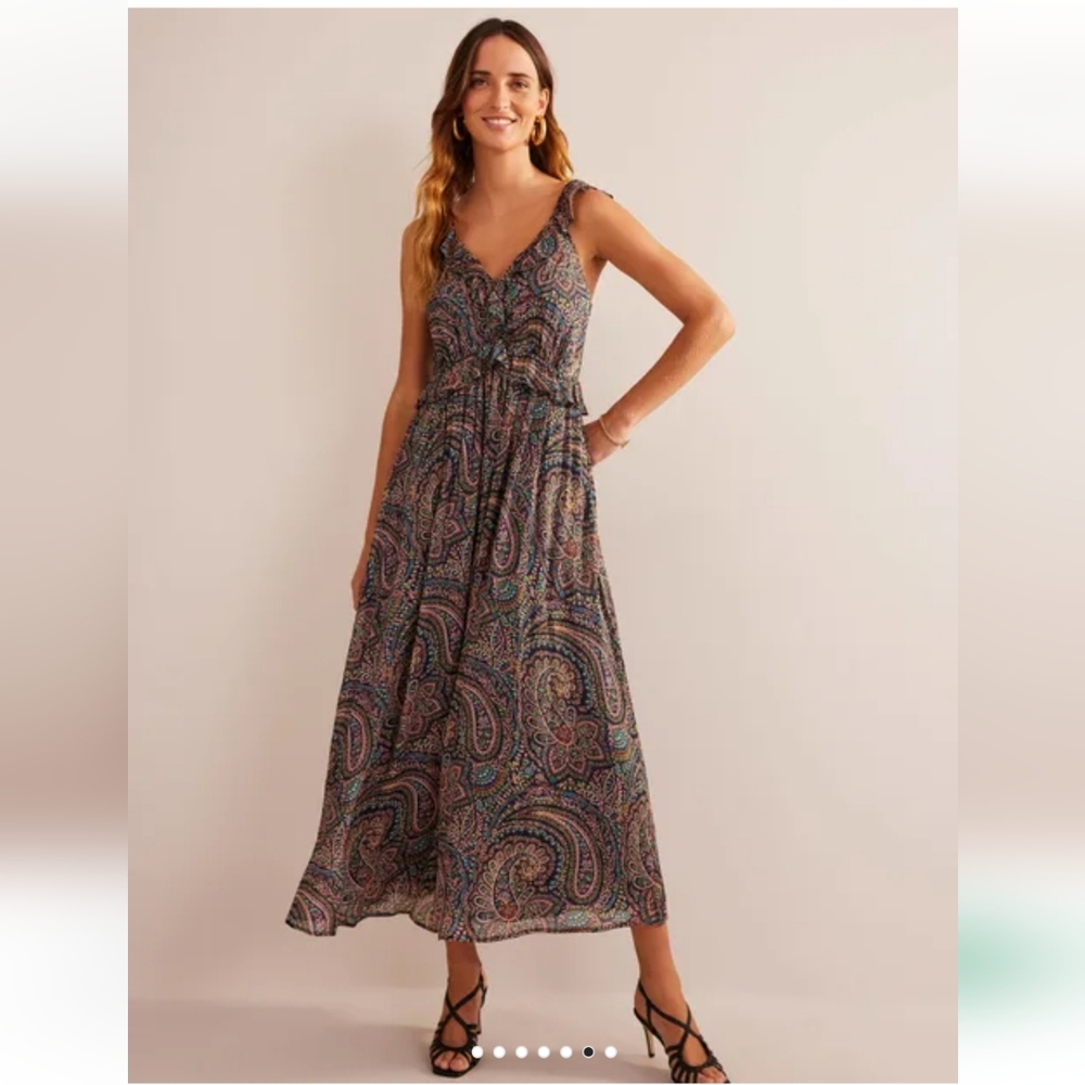 Tie-Back Ruffled Maxi Dress
